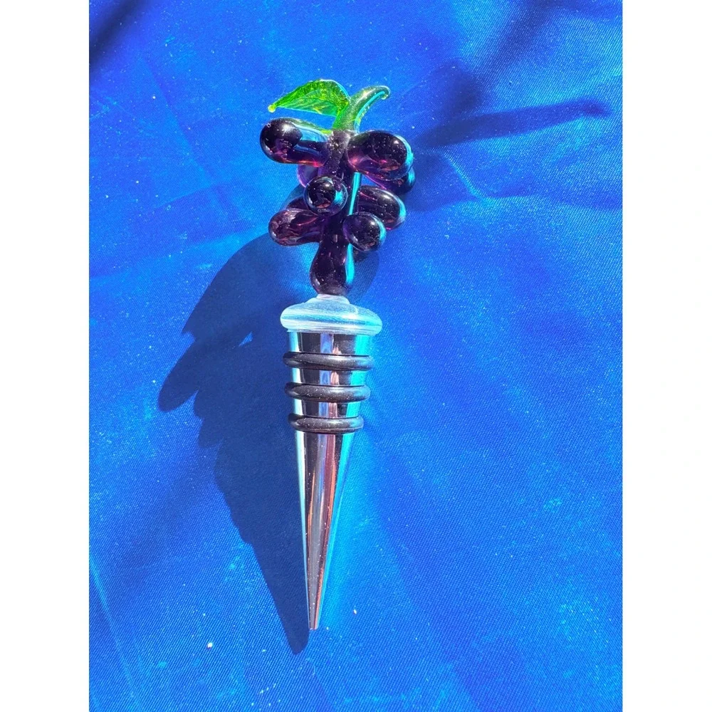 Wine‎ Accessory Gift Set Beaded Corkscrew Glass Grape Stopper and Coaster
